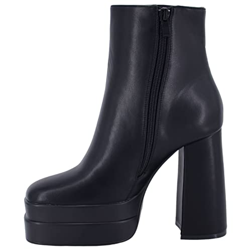 Queentina Damen Stiefeletten Plateau Ankle Boots High Heels Boots Leicht Gefüttert mit Blockabsatz, Schwarz, 37 EU von Queentina