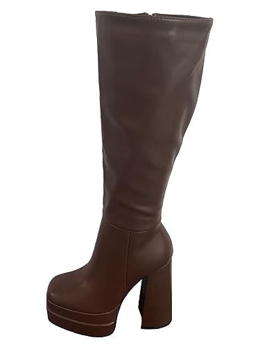 Queentina Damen Stiefeletten Plateau High Heels Absatz Boots Stiefeletten hoch BJ11-13 Braun 36 von Queentina