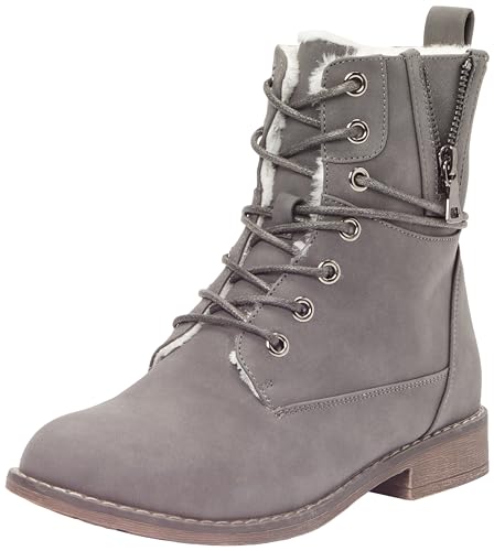Queentina Damen Stiefeletten Reißverschluss Schnürer D10-2KB Grey-40 von Queentina