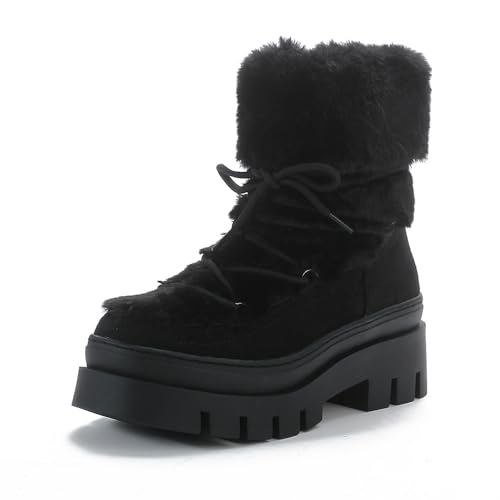 Queentina Damen Stiefeletten warm gefüttert Boots Plateau Winter Schuhe B2756 (Schwarz 37) von Queentina