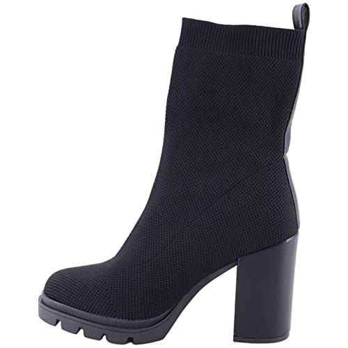 Queentina Stiefeletten Damen mit Absatz Gestrickt Obermaterial High Heels 1012 Black 39 von Queentina