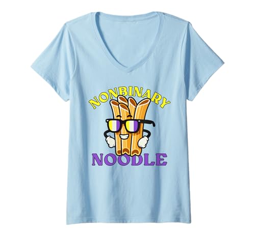 Damen Nonbinary Noodle Penne Pasta Lover Lustiger LGBTQ T-Shirt mit V-Ausschnitt Damen Nonbinary Noodle Penne Pasta Lover Lustiger LGBTQ T-Shirt mit V-Ausschnitt von Queer Pride Month Enby LGBTQ Ramen Humor Design