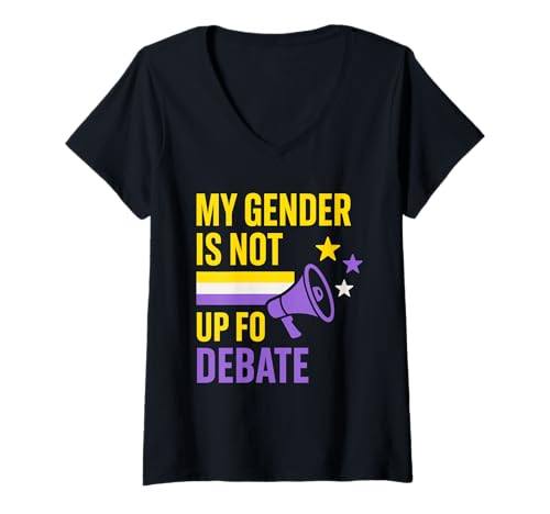 Damen Nonbinary Pride Beyond Binary Sie Them LGBTQ Humor T-Shirt mit V-Ausschnitt von Queer Visibility Chill Identity Genderfluid Gift