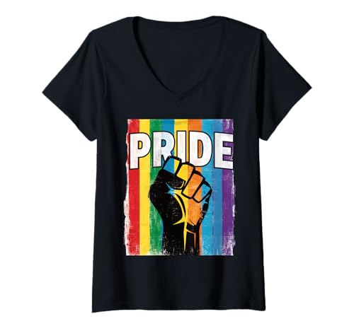 Damen Distressed LGBT Pride — Equality Love Gay Ally LGBTQ-Rechte T-Shirt mit V-Ausschnitt von Queer & Co Apparel.USA