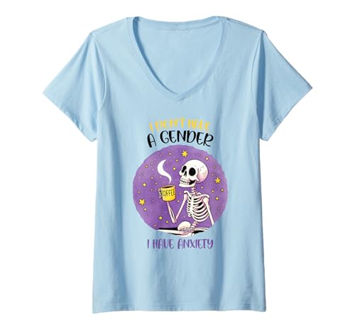 Damen Lustiger LGBTQ Pride Coffee - I Have Anxiety Nonbinary Pride T-Shirt mit V-Ausschnitt Damen Lustiger LGBTQ Pride Coffee - I Have Anxiety Nonbinary Pride T-Shirt mit V-Ausschnitt von Queer & Co Apparel.USA