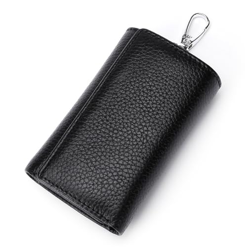 Rindsleder Schlüsseltasche,Schlüsselmäppchen für Herren Damen,Dreifach Gefaltete Multifunktionale Leder Schlüsseltasche,Multifunktionale Geldbörse mit Schlüsselhaken Separatem Geldscheinfach von Queerelele