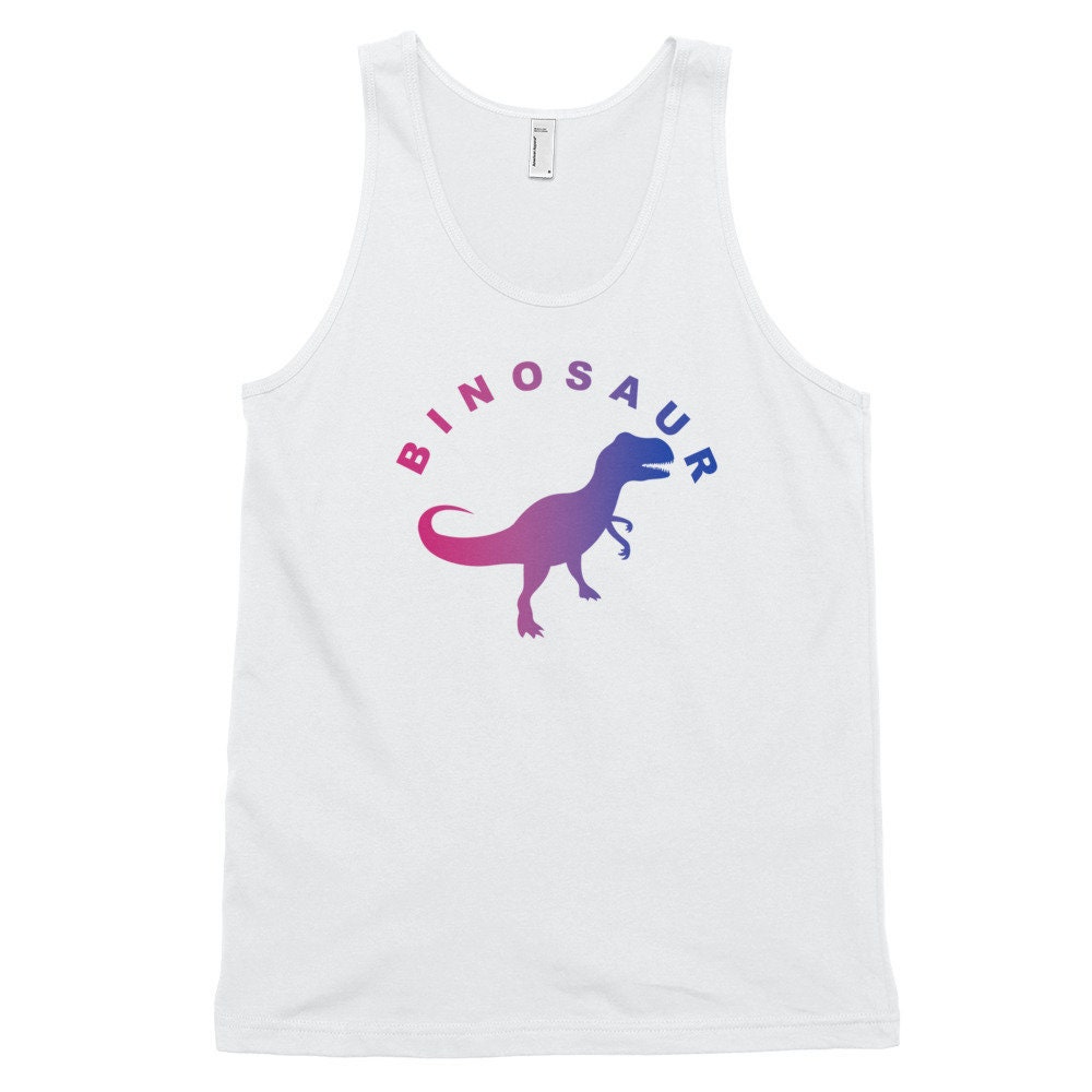 Bisexuelles Pride Shirt - Binosaur Bi Tank Top Lustiges Bisexuelles Flag Unisex Schwarz Oder Weiß von QueerlyDesigns