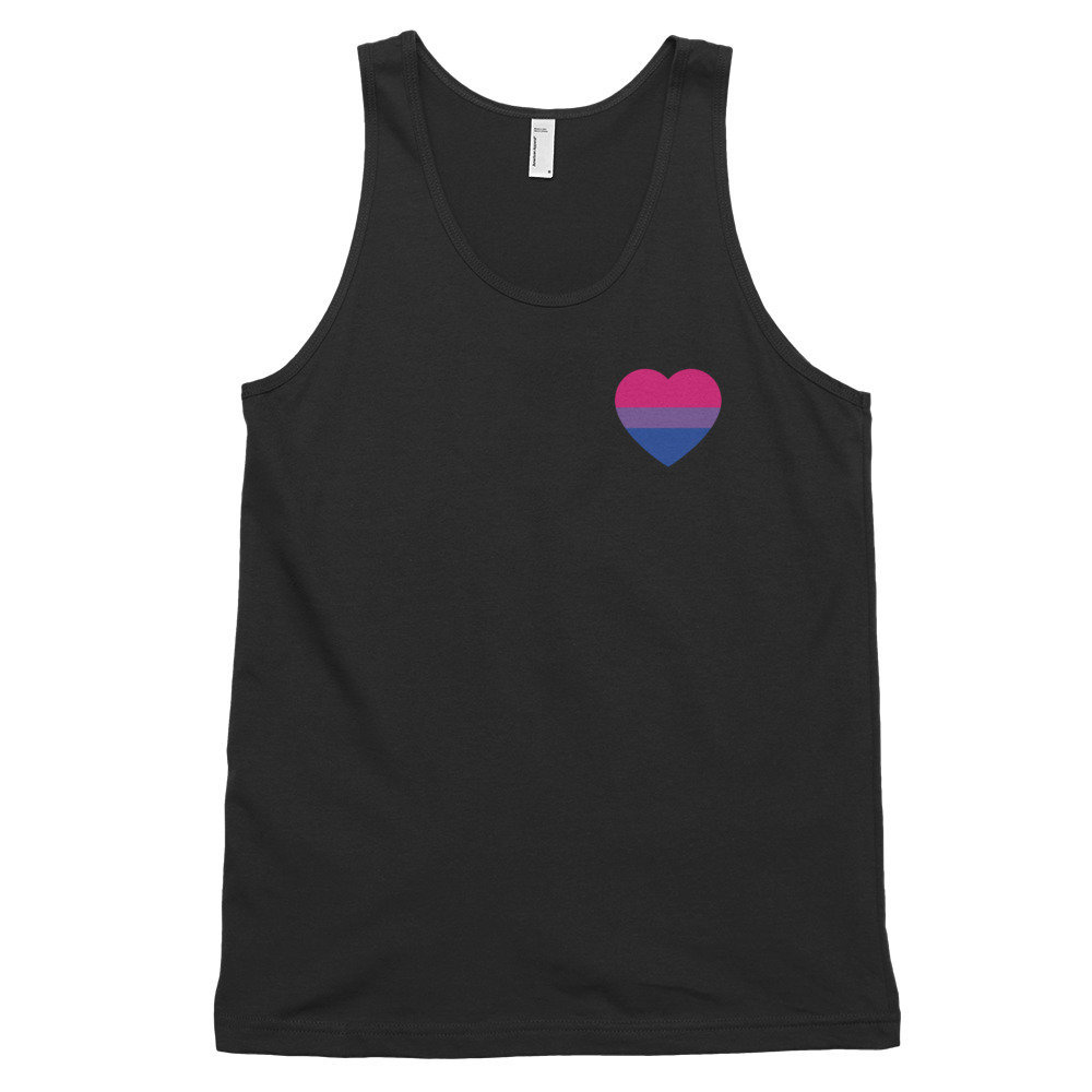 Bisexuelles Pride Shirt - Tank Top Bi Bisexuelle Flagge Herz Unisex Schwarz Oder Weiß von QueerlyDesigns