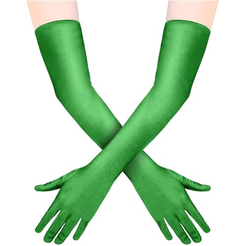 Quelcc Grüne Elegant Damen Satin Classic Abendhandschuhe - Kostüm Handschuhe für Classic Opera Party Halloween Karneval von Quelcc