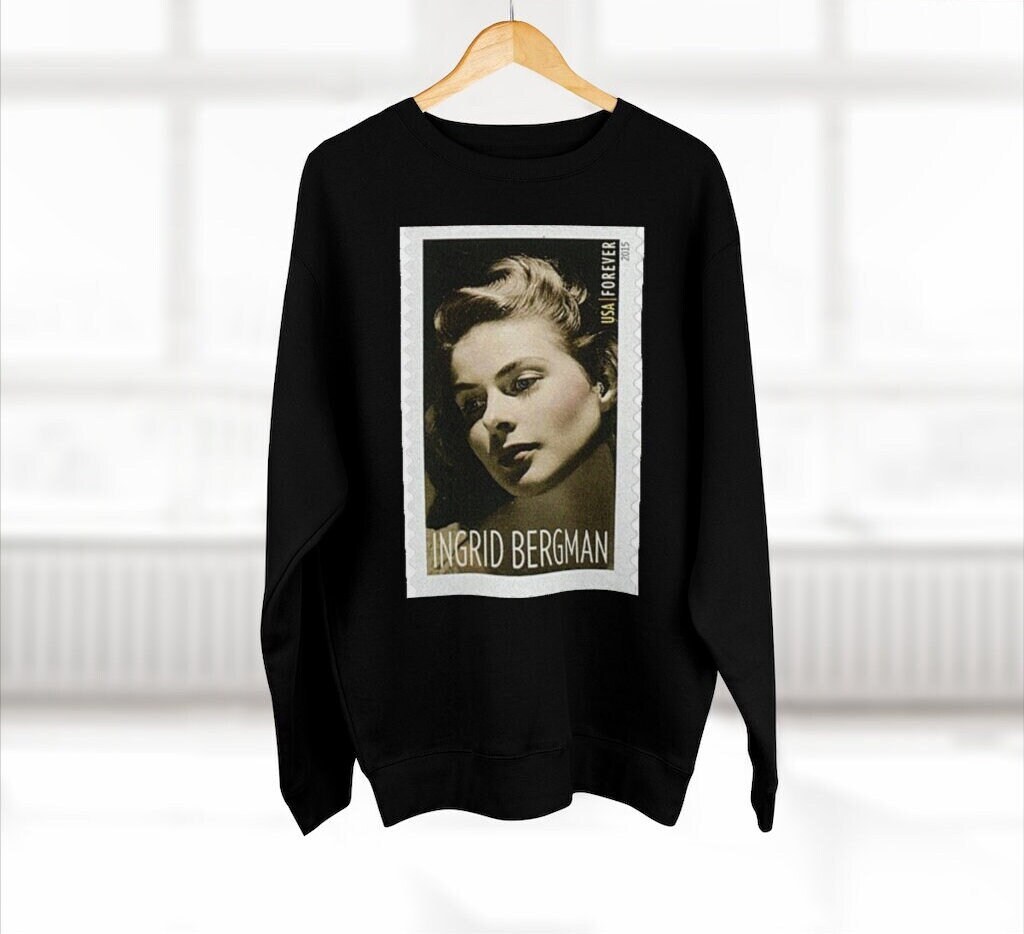 Ingrid Bergman, Designer Sweatshirt, Für Immer Briefmarke Kunst, Kultiges Pop Art Kleidung, Unisex Geschenk von QuellomoonCollection