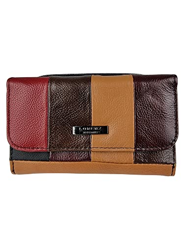 Quenchy London QL84M Damen-Geldbörse aus Leder, RFID-blockierend, mehrere Fächer für Debit- oder Kreditkartenfächer und Taschen mit Reißverschluss, Münzfach mit Reißverschluss, Lorenz Version 3843, L, von Quenchy London
