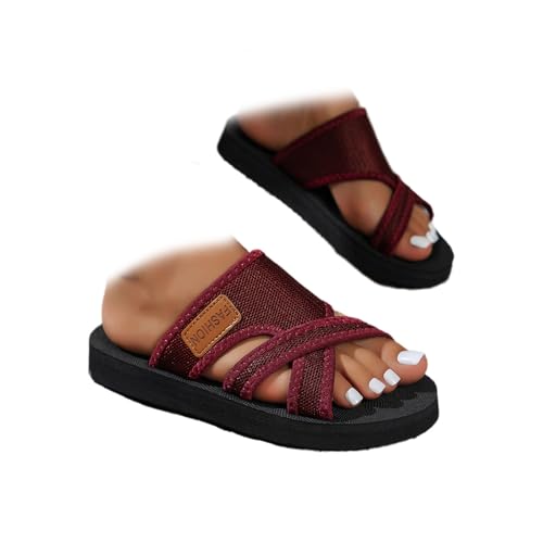 Quenta Bequeme, atmungsaktive Mesh-Flip-Flops für Damen, orthopädische Flip-Flops mit Fußgewölbeunterstützung, hohles Slide-Design für (B Red, Erwachsene, 40, Numerisch, EU Schuhgrößensystem, M) von Quenta