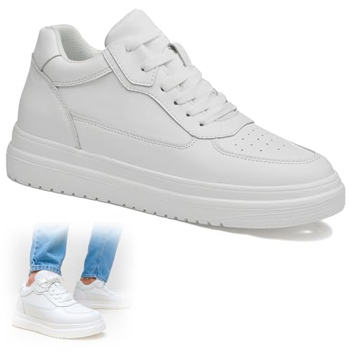 Quenta Herren Unsichtbare Aufzugsschuhe – Leichte Elevate Sneaker mit 10cm Höhenerhöhung, Breathable Mesh Sportschuhe Unisex (4cm Weiß, Erwachsene, 37, Numerisch, EU Schuhgrößensystem, M) von Quenta