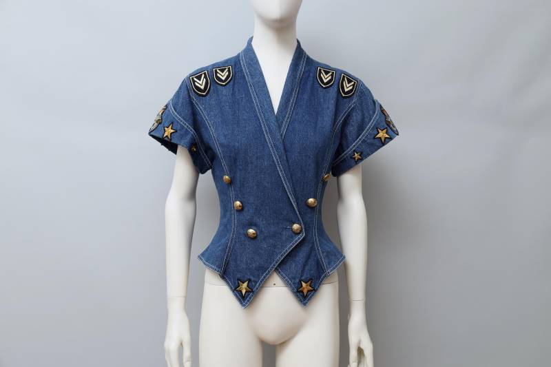 1980Er Jahre Claude Pétin Jeans-Top Mit Gestickten Aufnähern - Klein/Mittel von QuerelleDesFemmes