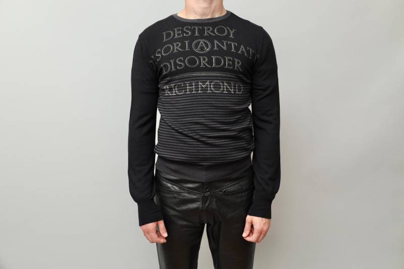 John Richmond "Destroy Disorientate Disorder' Gestreifter Wollpullover von QuerelleDesFemmes