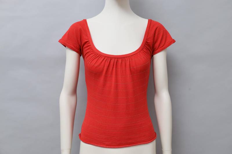 S/S 1976 Chantal Thomass Pour Ter Et Bantine Rote Lurex Streifen Top - Extra Small / von QuerelleDesFemmes