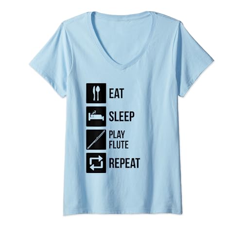 Damen Querflötist Querflöte T-Shirt mit V-Ausschnitt Damen Querflötist Querflöte T-Shirt mit V-Ausschnitt von Querflöte Blasmusik Querflötenspieler