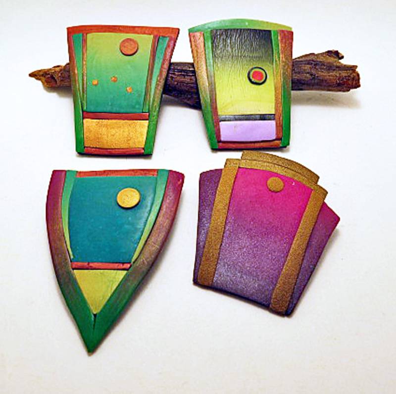 Handgemachte Brosche Aus Polymer Clay Anstecknadel Mit Farbverlauf von QuerkyBitsbyKerry