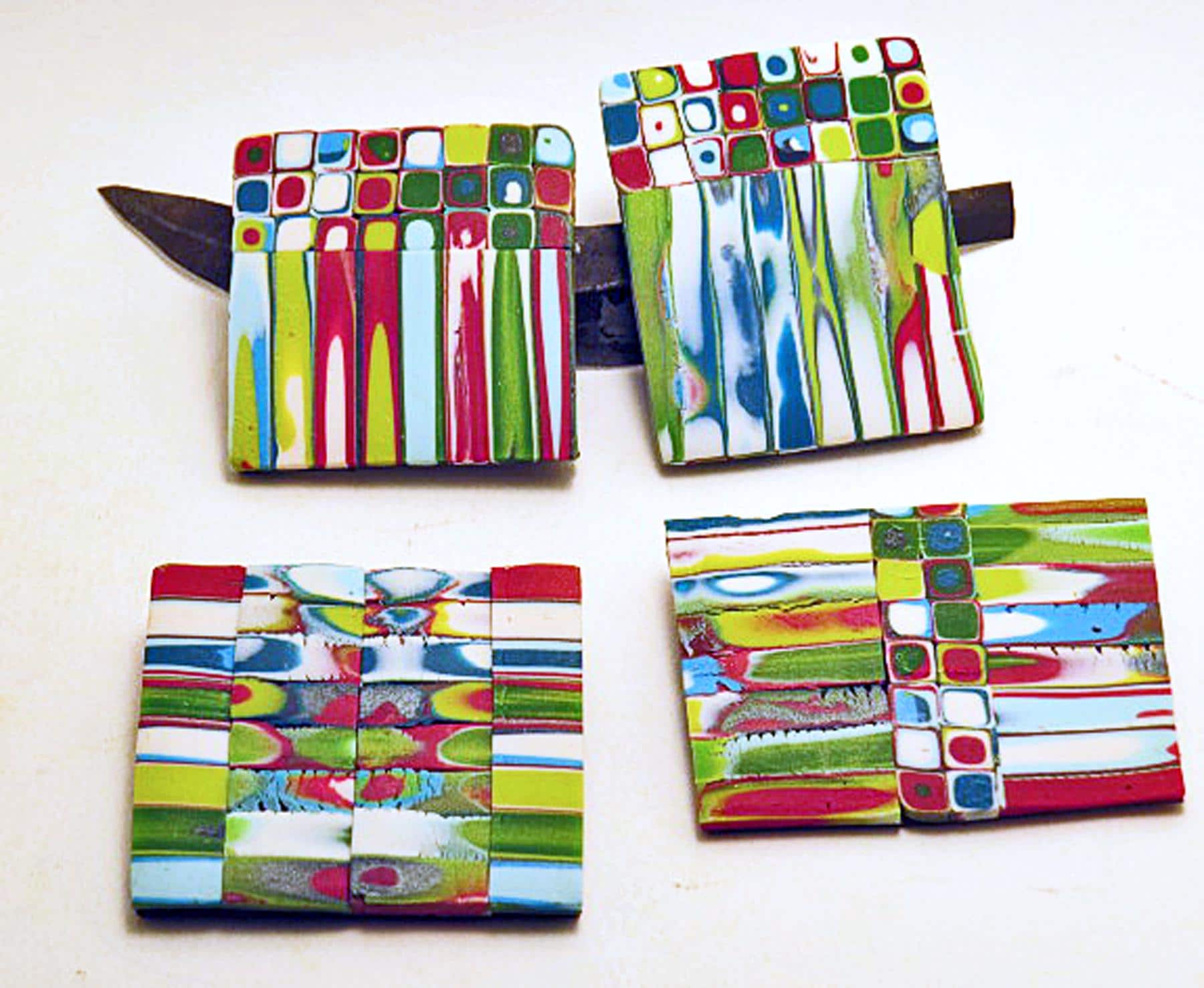 Polymer Clay Brosche Bunte Punkt Streifen Handgemachte Anstecknadel von QuerkyBitsbyKerry