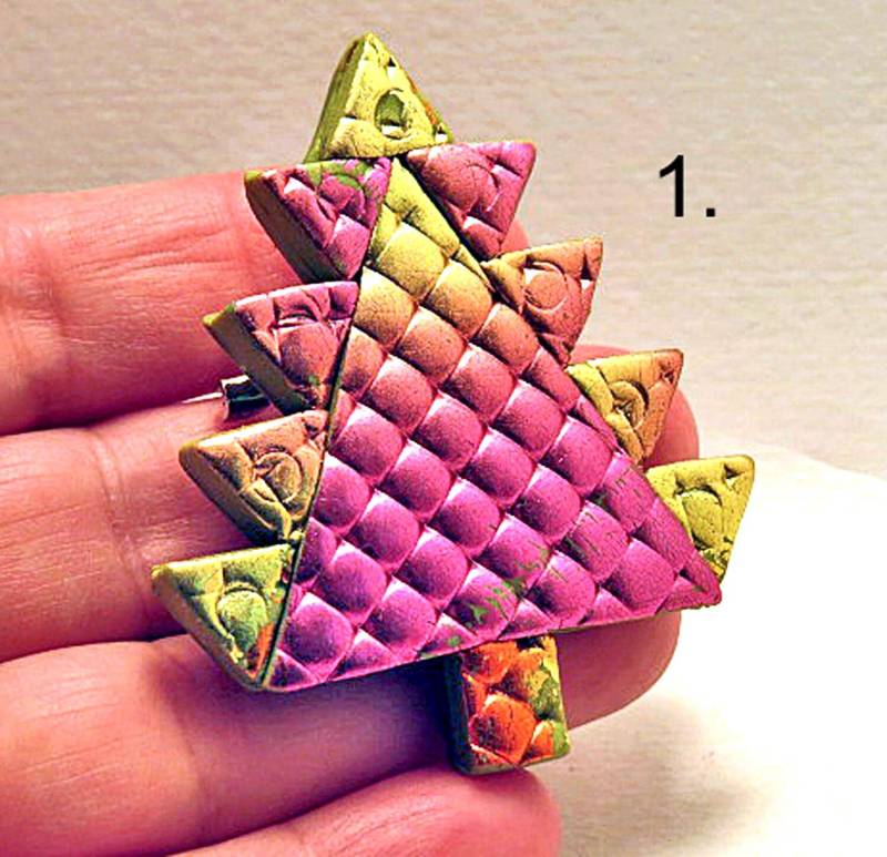 Regenbogen Weihnachtsbaum Brosche Fimo Urlaub von QuerkyBitsbyKerry