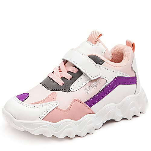 Winterschuhe Jungen Winterstiefel Mädchen Kinder Turnschuhe Atmungsaktiv Laufschuhe Turnschuhe Mädchen Jungen Outdoor-sportschuhe Bequeme Rutschfeste Sneaker 26-37 EU ( Color : Pink , Size : EU31 ) von Quesardens