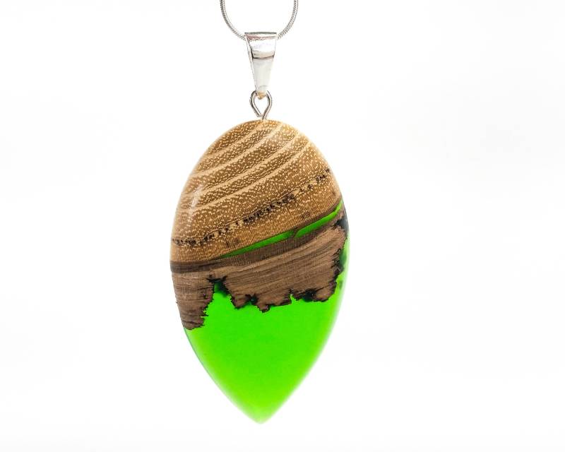 Teardrop Grün Harz Anhänger/Robinie Und Transparente Grüne Mit Verstellbaren Silber Schlange Kette Holz Teardrop Grün Harz Anhänger/Robinie Und Transparente Grüne Mit Verstellbaren Silber Schlange Kette Holz von QueseraPL