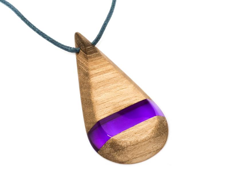 Teardrop Lila Harz Anhänger/Nussbaum Und Transparent Mit Verstellbaren Grauen Wachsband Holz Teardrop Lila Harz Anhänger/Nussbaum Und Transparent Mit Verstellbaren Grauen Wachsband Holz von QueseraPL