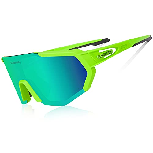 Queshark Fahrradbrille,TR90 Unbreakable Frame Polarisierte Sport Sonnenbrille,Fahrradbrille für Männer Frauen mit 3 Wechselobjektiven,zum Fahren Angeln Glof Baseball Laufen von Queshark