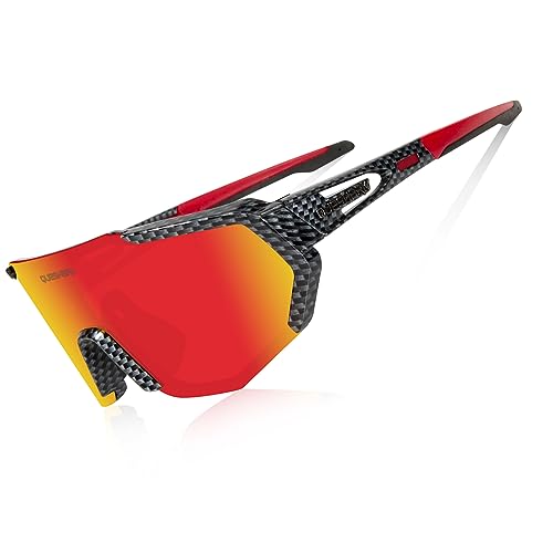 Queshark Fahrradbrille,TR90 Unbreakable Frame Polarisierte Sport Sonnenbrille,Fahrradbrille für Männer Frauen mit 3 Wechselobjektiven,zum Fahren Angeln Glof Baseball Laufen von Queshark