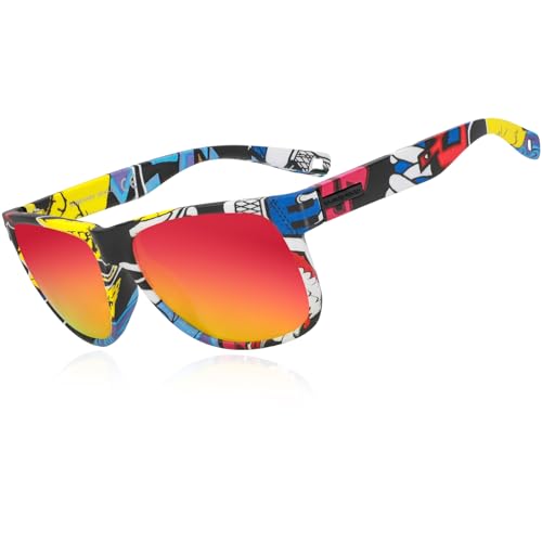 Queshark Sonnenbrille Herren, Luxus Retro Vintage Ultraleicht, UV400 Sonnenbrille Herren Polarisiert für Fahren Angeln Laufen Wandern Golf Reiten von Queshark