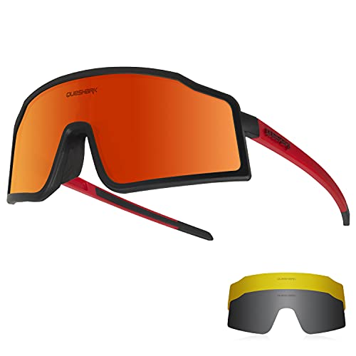 Queshark Radfahren Sonnenbrillen Fahrradbrillen Für Männer Frauen 1 Polarisierte 2 HD Linse Anti UVA UVB Für MTB Rennrad Laufen Angeln Wandern von Queshark