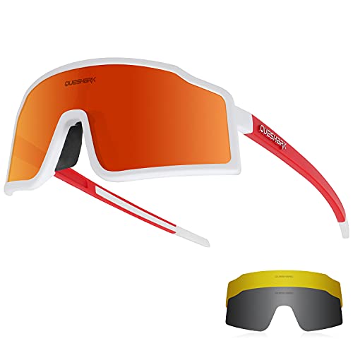 Queshark Radfahren Sonnenbrillen Fahrradbrillen Für Männer Frauen 1 Polarisierte 2 HD Linse Anti UVA UVB Für MTB Rennrad Laufen Angeln Wandern von Queshark