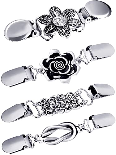 Quesuc 4 Broschen Vintage Pullover Schals Retro Style Cardigan Kragen Hemd Damen Mädchen 4 Stile, Silber / Schwarz von Quesuc