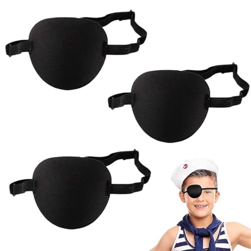 Quesuc 3 Stück Augenklappe Für Erwachsene Kinder, Augenklappe Verstellbare Piraten-Augenklappe Für Linke Oder Rechte Augen Faule Amblyopie Und Cosplay（Halloween） von Quesuc