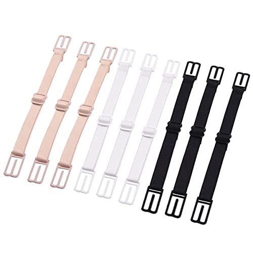 Quesuc 9-Teiliges Bh-Trägerhalter Stoppt Verrutschen, Verstellbare Bh-Träger-Clips, Bh-Träger, Halter, Bh-Clips, Weich Und Bequem, Elastisch, Passend Für Alle Körbchengrößen (Schwarz, Beige, Weiß) von Quesuc