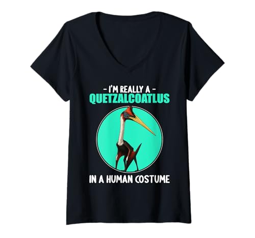 Damen Quetzalcoatlus T-Shirt mit V-Ausschnitt Damen Quetzalcoatlus T-Shirt mit V-Ausschnitt von Quetzalcoatlus Tier Shop