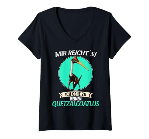Damen Quetzalcoatlus T-Shirt mit V-Ausschnitt von Quetzalcoatlus Tier Shop