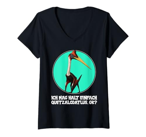 Damen Quetzalcoatlus T-Shirt mit V-Ausschnitt Damen Quetzalcoatlus T-Shirt mit V-Ausschnitt von Quetzalcoatlus Tier Shop