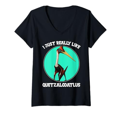 Damen Quetzalcoatlus T-Shirt mit V-Ausschnitt Damen Quetzalcoatlus T-Shirt mit V-Ausschnitt von Quetzalcoatlus Tier Shop