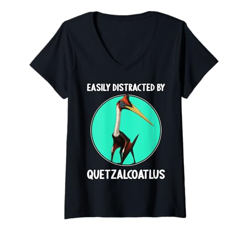 Damen Quetzalcoatlus T-Shirt mit V-Ausschnitt Damen Quetzalcoatlus T-Shirt mit V-Ausschnitt von Quetzalcoatlus Tier Shop