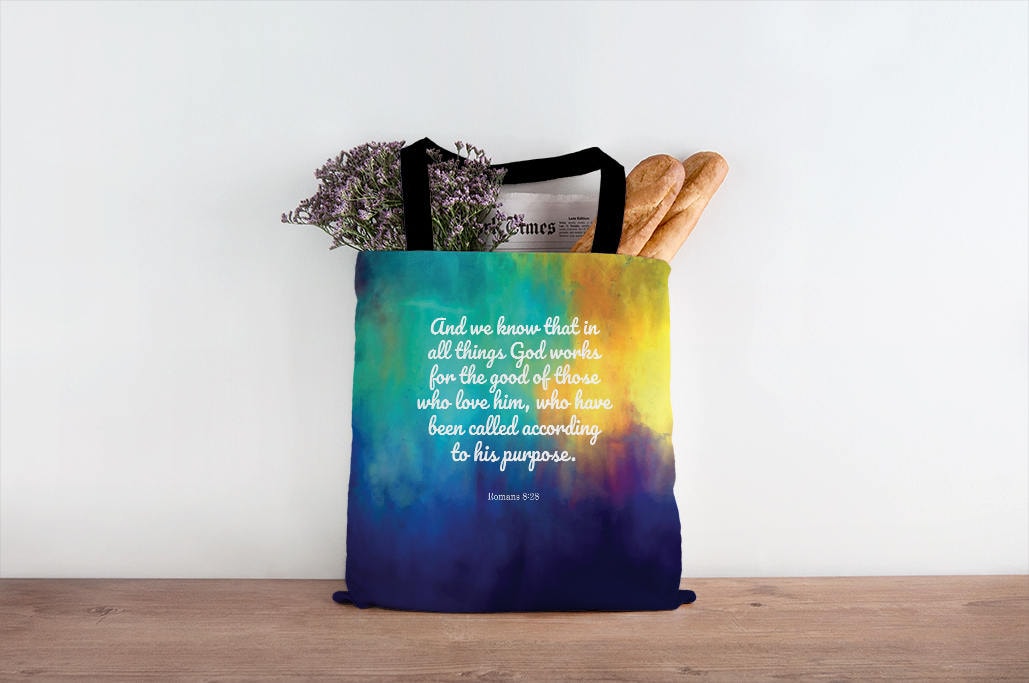 Gott Arbeitet Für Das Wohl Derer, Die Ihn Römer 0828 Lieben Bibel-Zitat-Tasche Christian Frau Schrift Tote Geschenk Christen von QuiHabitat