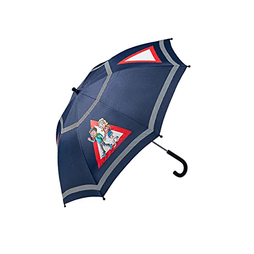 Quick Safety® Kinder Regenschirm Doppel-reflektierend. Sicher zur Schule und nach Hause. Mädchen Jungen-Schirm Ø86cm Schirmdach 262g (Ocean blue) von Quick Safety