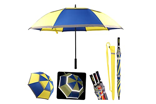 Quick Safety® XL-Golf-Regenschirm Automatik Auf-Knopf Extra Stabil. Doppelverdeck-Doppel Reflektierend. Wind-Wasserdicht Sturmfest 30" 131cm von Quick Safety