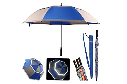 Quick Safety® XL Golf-Stock Regenschirm Automatik Auf-Knopf Extra Stabil. Doppelverdeck-Doppel Reflektierend. Wind-Wasserdicht Sturmfest 30" 131cm von Quick Safety