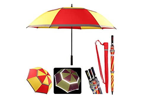 Quick Safety® XL Golf-Stock Regenschirm Automatik Auf-Knopf Extra Stabil. Doppelverdeck-Doppel Reflektierend. Wind-Wasserdicht. Sturmfest 30" 131cm von Quick Safety