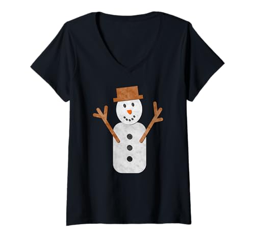 Damen Weihnachtsschneemann T-Shirt mit V-Ausschnitt Damen Weihnachtsschneemann T-Shirt mit V-Ausschnitt von Quick Witted Coconut