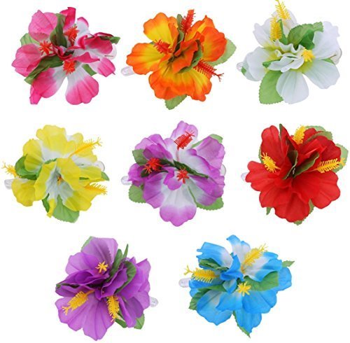 Quickdraw 4 x Hula Mädchen Hibiskus Blume Haarklammern Lei Hawaii Damen Kostüm Zubehör von Quickdraw