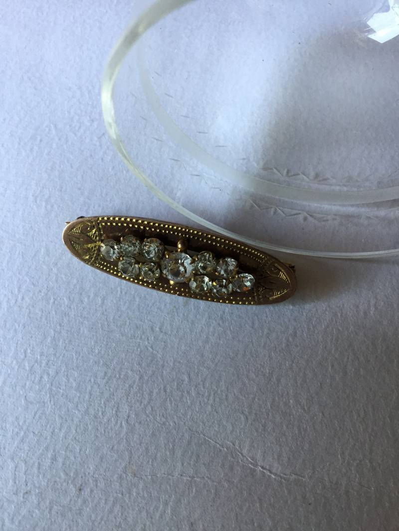 Antike Edwardian Brosche Rosa Gold Und Glänzende Strasssteinen von Quieora