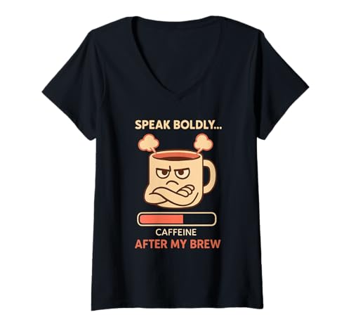 Damen Coffee Powered Introvert Coffein-Rüstung Antisozialer Humor T-Shirt mit V-Ausschnitt Damen Coffee Powered Introvert Coffein-Rüstung Antisozialer Humor T-Shirt mit V-Ausschnitt von Quiet Caffeine Crew Espresso Energy Remote Work