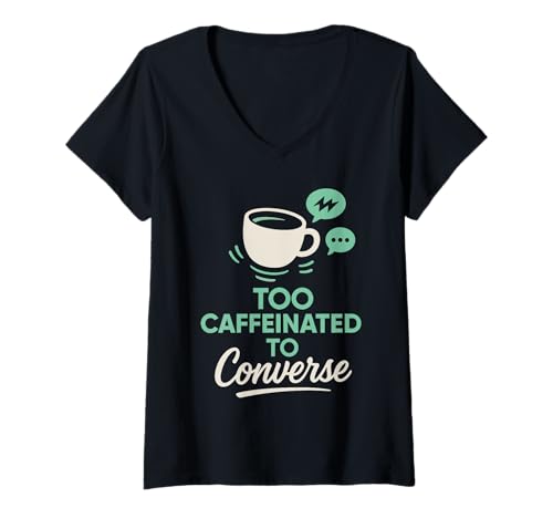 Damen Coffee Powered Introvert Coffein-Rüstung Antisozialer Humor T-Shirt mit V-Ausschnitt Damen Coffee Powered Introvert Coffein-Rüstung Antisozialer Humor T-Shirt mit V-Ausschnitt von Quiet Caffeine Crew Espresso Energy Remote Work